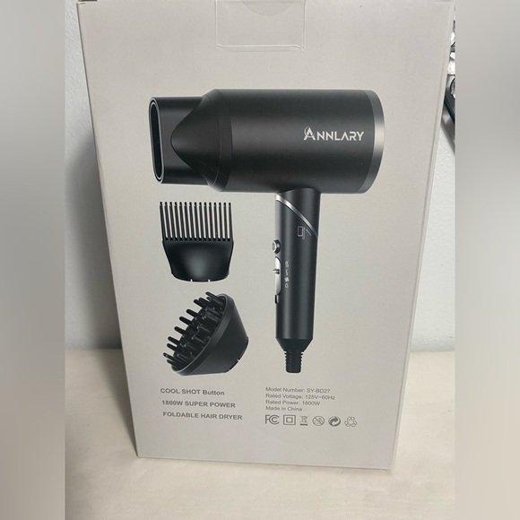 ANNLARY Plasma Ion Hair Dryer with Diffuser for Curly Hair, 1800W Fast Drying - Picture 4 of 9